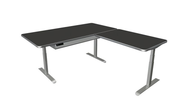 Kerkmann table debout/assise Move 4 Premium, L 2000 x P 1000 mm, avec élément rapporté 1200 x 800 mm, réglable en hauteur électriquement de 620 à 1270 mm, anthracite, 10321613