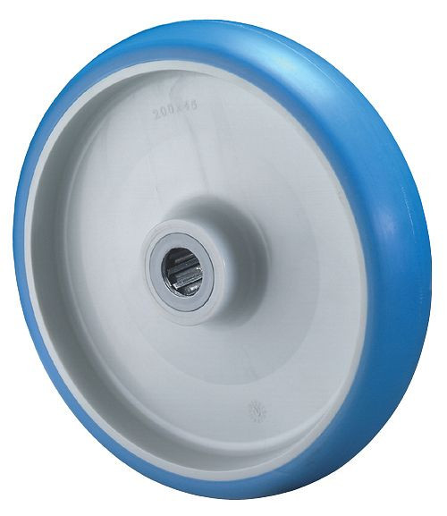 Roulettes BS roue en polyuréthane, largeur de roue 28 mm, roue Ø 80 mm, capacité de charge 70 kg, bande de roulement polyuréthane bleu, roulement à rouleaux, lot de 4, B36.080