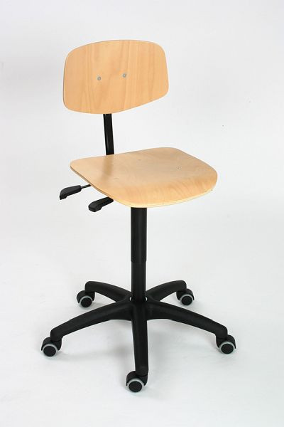 Chaise de travail Lotz "Série Confort" assise et dossier en hêtre naturel, hauteur d'assise 445-635mm, 8530.12