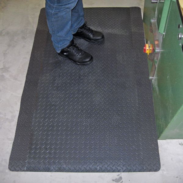 Tapis anti-fatigue m2 aspect damier noir avec bordure noire 90x150cm, BMARSF2
