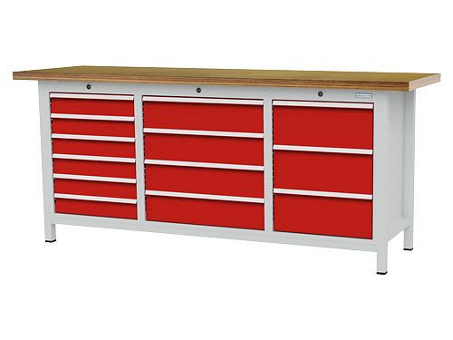 Établi à caissons Bedrunka+Hirth, R 18-16 et R 24-16, nombre de tiroirs 13, dimensions : 2000 x 600 x 859 mm, capacité de charge du(des) tiroir(s) : 50 kg, 03T520H60750