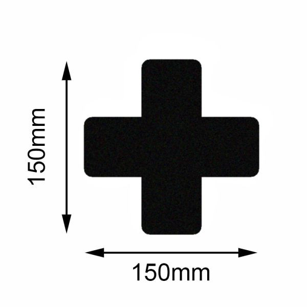 Marqueur de sol Mehlhose Croix noire de sécurité 150x150mm, UE: 10 pièces, KSSX1V10
