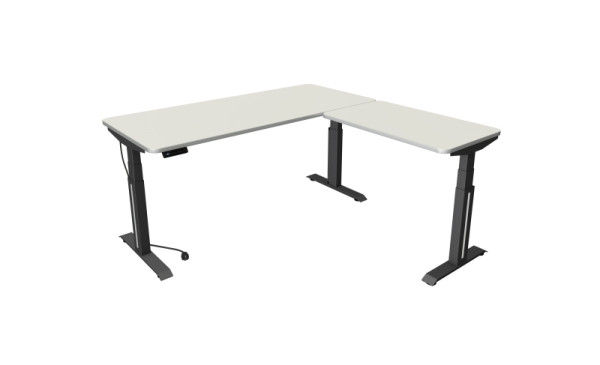 Kerkmann Move Professional table assis/debout, L 1800 x P 800 mm avec élément rapporté 1000 x 600 mm, réglable en hauteur électriquement de 640 à 1290 mm, blanc, 10073110