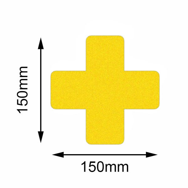 Marqueur de sol Mehlhose Croix jaune de sécurité 150x150mm, UE: 10 pièces, KSGX1V10