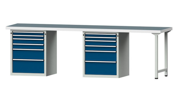 Établis ANKE Établi combiné, modèle 916 V, 2800 x 700 x 850 mm, RAL 7035/5010, UBP 50 mm, 415.154