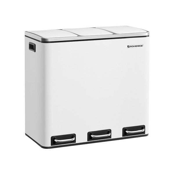 SONGMICS poubelle 54 litres (3 x 18 L) blanche, LTB54WT