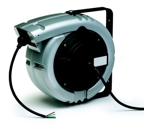 Enrouleur de câble Ebinger PR-C IP 65, boîtier en aluminium, gainé à chaud de 23 m de câble H05VV-F 2x2,5 mm² Classe de protection IP 65 1,8 / 2,5 KW maxi, 2.402.007