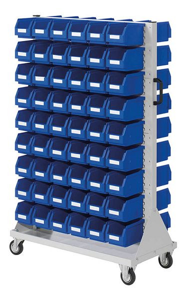 Chariot Bedrunka+Hirth taille 4, 108 boîtes de rangement, dimensions en mm (LxPxH) : 1000 x 500 x 1580, 04.03.3513
