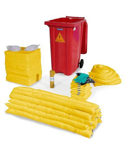 Kit d'urgence DENSORB en conteneur roulant B 36, rouge, version spéciale, 270-390