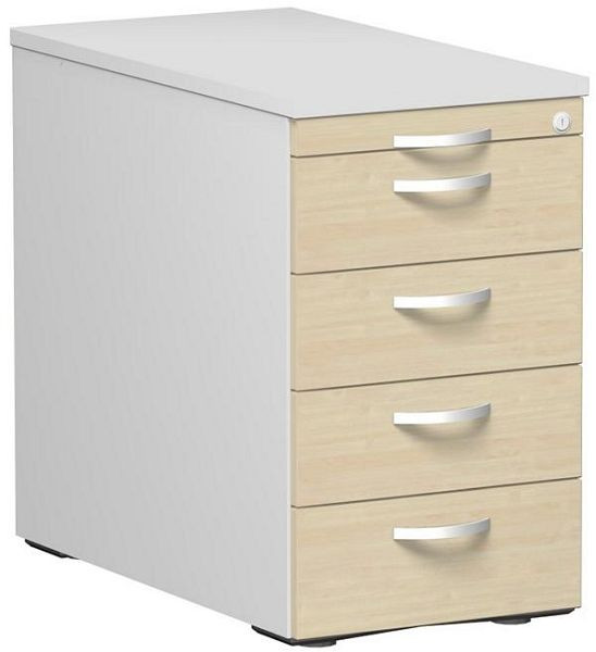 geramöbel conteneur debout avec 4 tiroirs en métal, guide de tiroir en métal, verrouillage centralisé, 438x800x720, érable/gris clair/gris clair, N-0308SF4-ALL