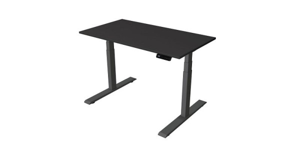 Kerkmann table assis/debout Bureau à domicile L 1200 x P 650 mm, réglable en hauteur électriquement de 630 à 1270 mm, anthracite/anthracite, 10179513