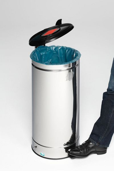 VAR poubelle grand volume (GVA), 66 l, avec pédale, acier inoxydable, poli, 2119