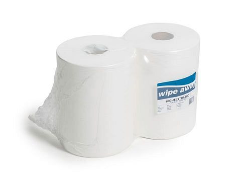 Chiffons de nettoyage DENIOS Biotextra, biodégradables, anti-rayures, blancs, 1 palette, 42 rouleaux, 289752