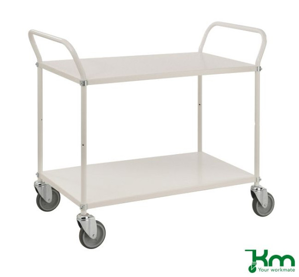 Kongamek Light Shelf Chariot 4 Roulettes Pivotantes 2 Avec Freins Blanc 2 Clayettes KM4147B