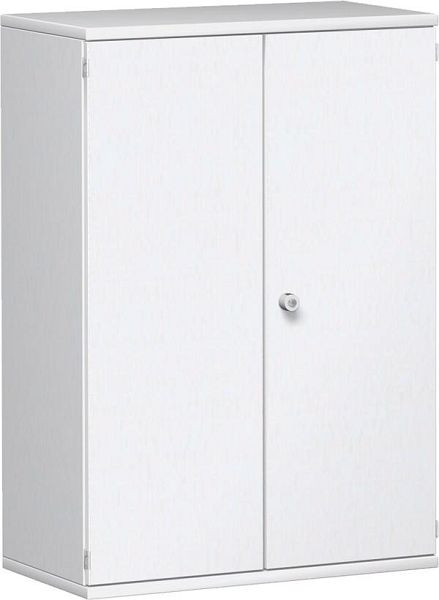 geramöbel armoire à portes battantes 2 étagères décoratives, verrouillable, 800x425x1152, blanc/blanc, N-10D308-WW