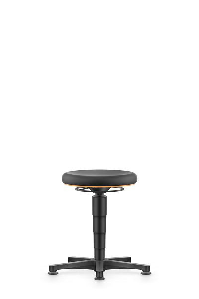 tabouret polyvalent bimos avec patins, PU noir, hauteur d'assise 450-650 mm, anneau de couleur orange, 9460-2000-3279