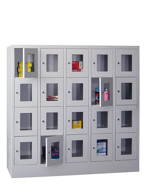 Armoires de vestiaire PAVOY avec piètement, largeur du compartiment 300 mm, avec portes vitrées, 21213-543-091