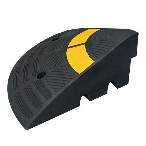 Elément d'extrémité de rampe de trottoir DENIOS, caoutchouc dur, noir jaune réfléchissant, hauteur 100 mm, 311203