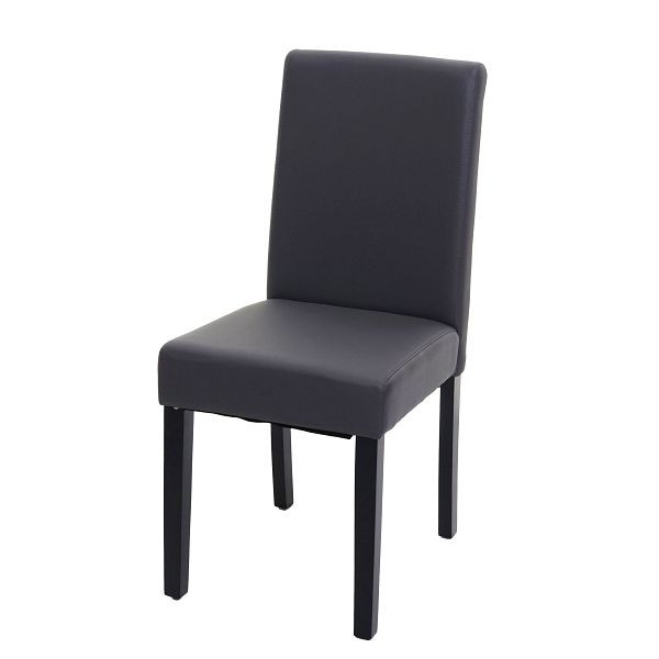 Chaise de salle à manger Mendler Littau, chaise de cuisine, simili cuir, gris mat, pieds foncés, 74519