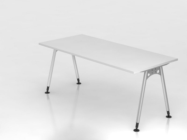 Bureau Hammerbacher pied A 180x80cm blanc, forme rectangulaire, VAS19/W/S