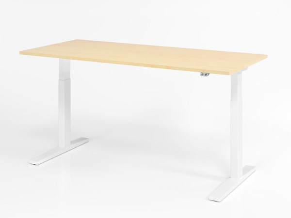 Bureau Hammerbacher XMKA19, 180 x 80 cm, plateau : érable, épaisseur 25 mm, chant épais en ABS, forme rectangulaire, blanc, VXMKA19/3/W
