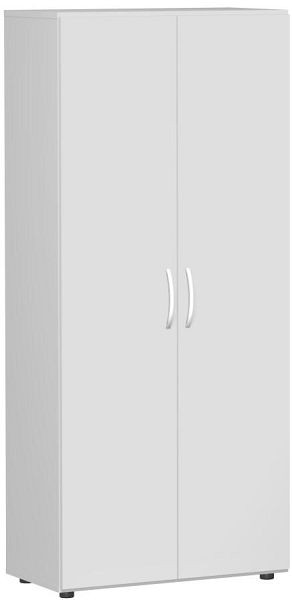 armoire à portes battantes geramöbel avec pieds, y compris amortisseur de porte, verrouillable, 800x420x1808, gris clair/gris clair, S-385100-LL