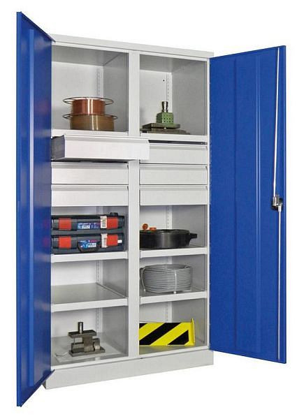 Armoire charges lourdes Pavoy 1950/630/1040, poignée rotative, cloison, 6 étagères, tiroirs : 6x125, 36363-104-003-716