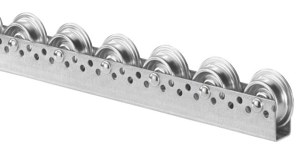 Rail à roulettes BS avec roues à boudins en acier, diamètre 50/66 mm, pas 75 mm, 424 000