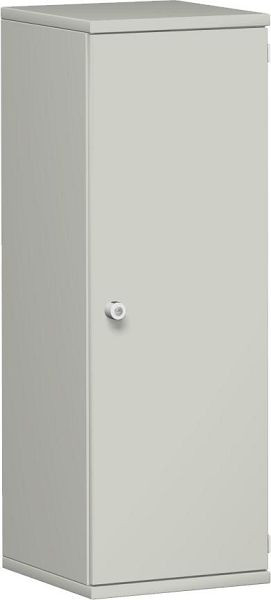 geramöbel armoire à portes battantes 2 étagères décoratives, verrouillable, serrure à gauche, 400x425x1152, gris clair/gris clair, N-10DL304-LL