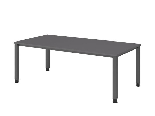 Bureau Hammerbacher 4 pieds carré 200x100cm graphite, forme rectangulaire, hauteur de travail 68-83,5 cm, VQS2E/G/G