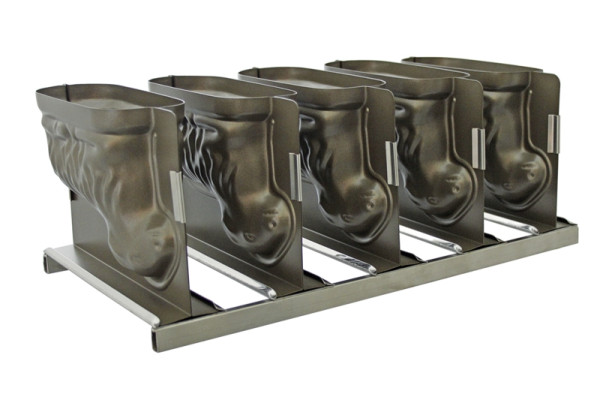 Batterie forme agneau Schneider volume 1 litre, tête d'agneau droite, support comprenant 5 formes, 968050