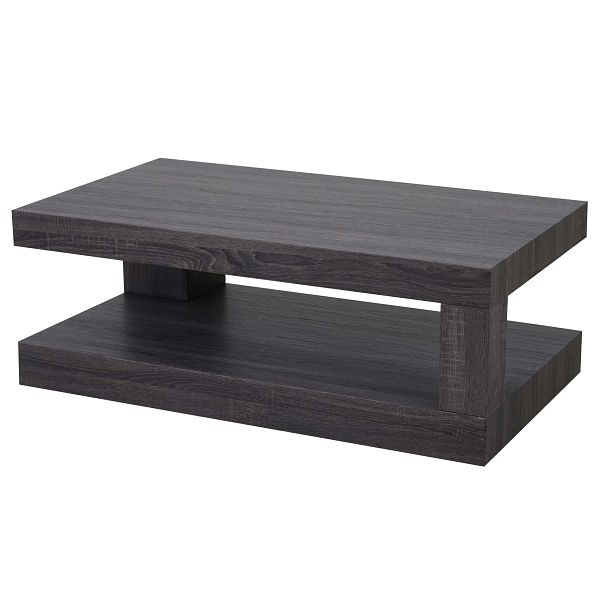 Table basse Mendler HWC-A32, table de salon, structure 3D, 40x110x60cm, aspect chêne noir, 59393+59394