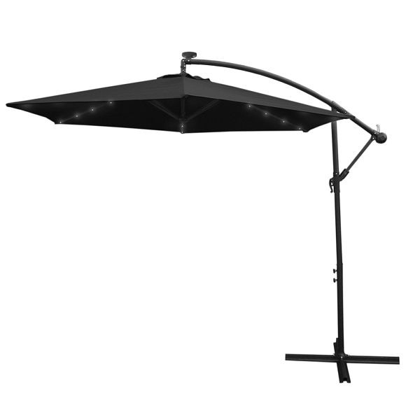 Parasol déporté Monster 300 cm LED, noir, 29380