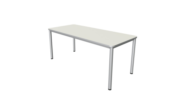 Kerkmann Desk Prime - L 1800 x P 800 x H 750 mm, cadre 4 pieds en aluminium argent, blanc, 11040710