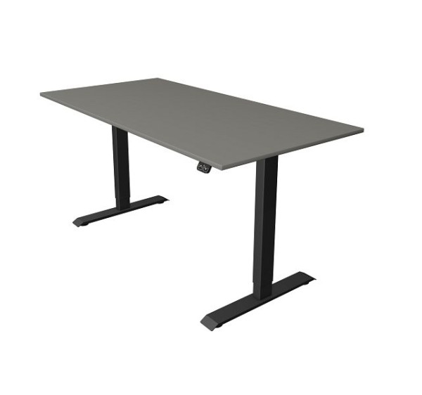 Table assis/debout Kerkmann L 1600 x P 800 mm, réglable en hauteur électriquement de 740 à 1230 mm, graphite, 10181612