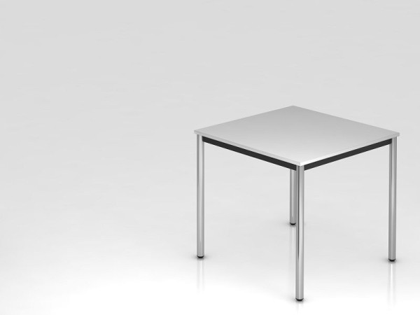 Table de réunion Hammerbacher base ronde 80x80 gris/chrome, forme rectangulaire, VDR08/5/C