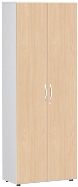 armoire à portes battantes geramöbel avec pieds, amortisseur de porte inclus, verrouillable, 800x420x2160, hêtre/blanc, S-386100-BW