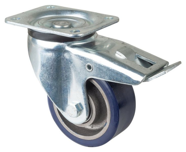 Roulettes BS Roulette robuste avec frein, largeur 50 mm, Ø125 mm, jusqu'à 400 kg, polyuréthane coulé 78 Shore A, corps de roue coulé, roulement à billes, L620.C11.125