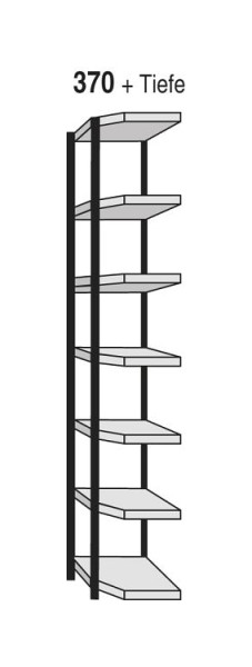 Kerkmann étagère d'angle Stora 100, P 300 x H 2600 mm, noir/gris clair, 51246515