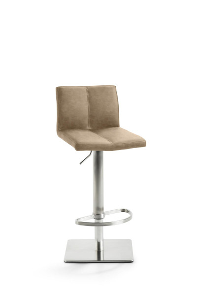 Mayer Sitzmöbel , structure en acier inoxydable, coque d'assise rembourrée/coutures, plaque de base carrée, beige, 1285_04_26478