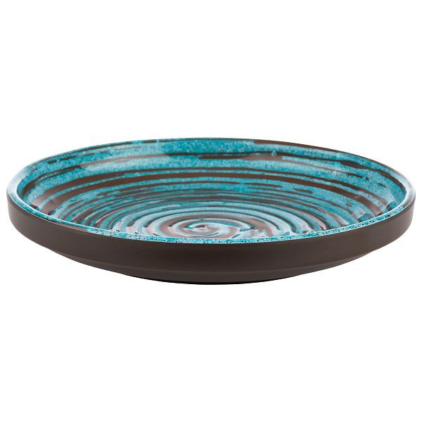 Assiette APS -CANCUN-, Ø 18 x 3 cm, mélamine, intérieur : décor, turquoise / marron, extérieur : marron, 85202