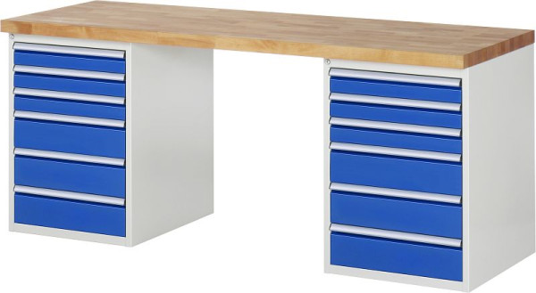 Etabli RAU série 7000 - modèle 7515-3, L2000 x P700 x H890 mm, base système L2000 x P650 x H850 mm, 03-7515A3-207B4M.11