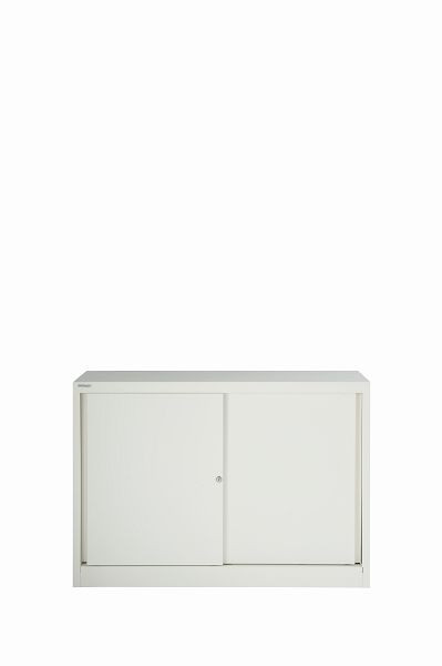 Armoire à portes coulissantes Bisley ECO, 1 étagère, 2 OH, blanc signalisation, SD412081S696