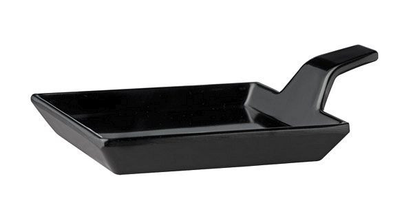 Assiette à amuse-gueules APS, 9,5 x 9,5 cm, hauteur : 1,5 / 3,5 cm, mélamine, noir, manche : 3 cm, -FLYING BUFFET-, paquet : 24 pièces, 83879