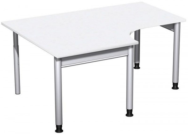 Bureau PC geramöbel gauche, réglable en hauteur, 1600x1200x680-820, blanc/argent, N-657320-WS