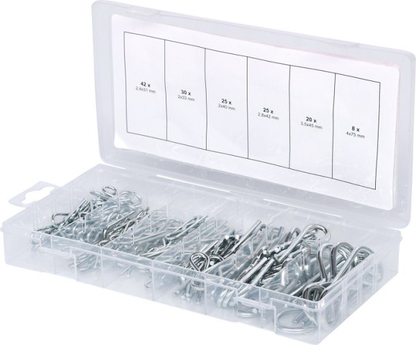 Gamme KS Tools de goupilles fendues à ressort, 1, 8x33 - 3, 9x75, 150 pièces, 970.0060