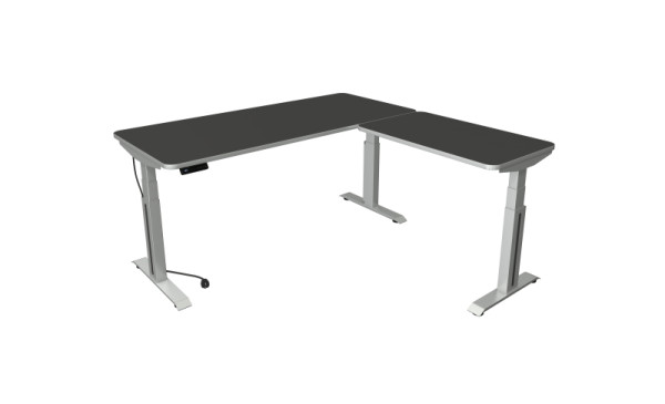 Kerkmann table assis/debout Move Professional, L 1800xP 800mm, base argentée avec élément rapporté 1000x600mm, réglable électriquement 640-1290mm, anthracite, 10013113
