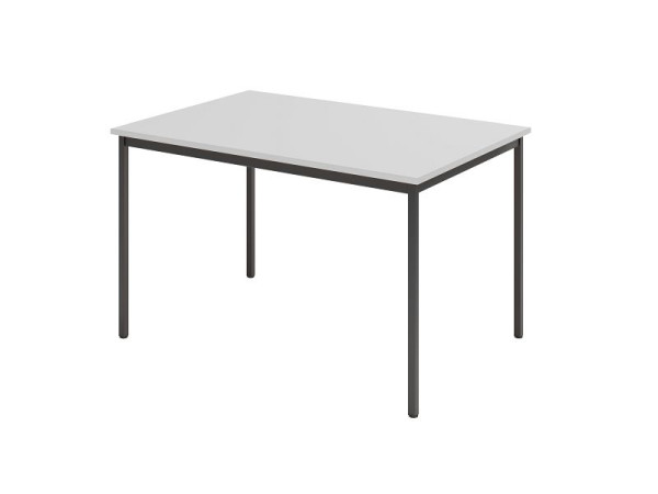 Table de réunion Hammerbacher VS12, 120 x 80 cm, plateau : gris, piètement à quatre pieds noir, hauteur de travail 72 cm, piètement périphérique en acier noir, VVS12/5/D