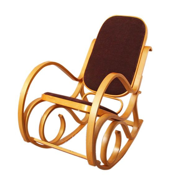 Chaise à bascule Mendler M41, chaise à bascule, chaise TV, bois massif, aspect chêne, tissu/textile marron foncé, 12253