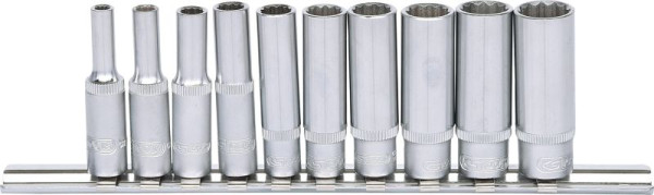 KS Tools Jeu de douilles 1/4" 12 pans, longues, 10 pièces, 917.0630